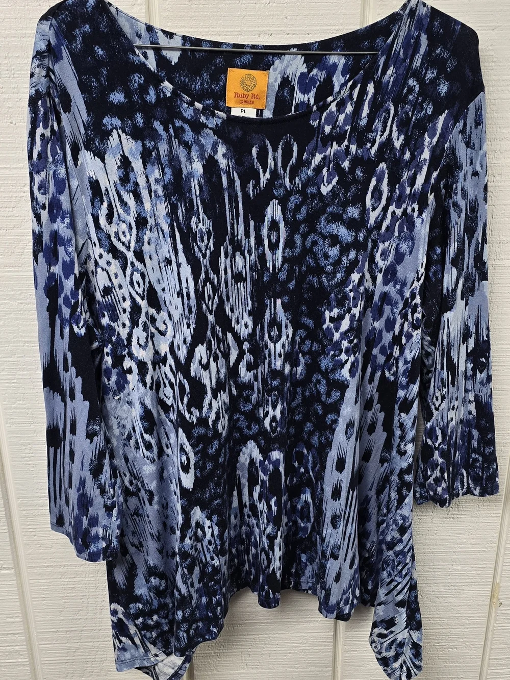 Ruby Rd. Blue Patterned Women's Top Size Petite Large - Picture 3 of 8